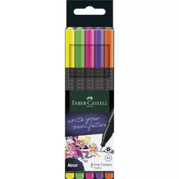   Tűfilc készlet, 0,4 mm, FABER-CASTELL "Grip", 5 különböző neon szín 1 db