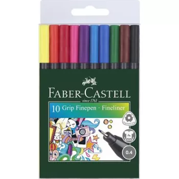   Tűfilc készlet, 0,4 mm, FABER-CASTELL "Grip", 10 különböző szín 10 db