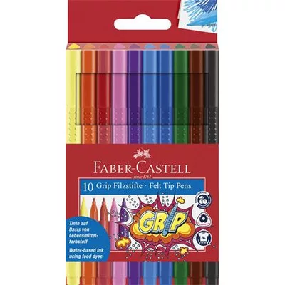 Filctoll készlet, háromszögletű, FABER-CASTELL "Grip", 10 különböző szín 10 db