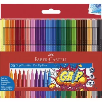   Filctoll készlet, háromszögletű, FABER-CASTELL "Grip", 20 különböző szín 20 db