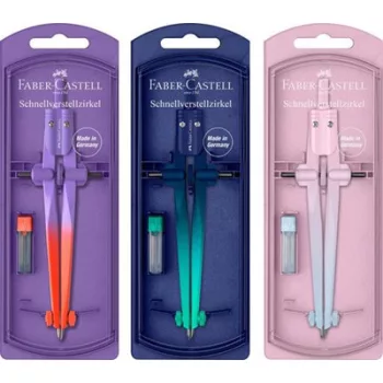   Körző készlet, precíziós, FABER-CASTELL "Stream Flow", vegyes színek (szín nem választható) 1 db