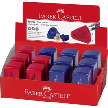   Hegyező display, kétlyukú, 2 tartályos, FABER-CASTELL, vegyes színek (szín nem választható) 12 db