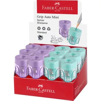   Hegyező display, egylyukú, tartályos FABER-CASTELL "GRIP Auto Mini", vegyes pasztell színek (szín nem választható) 24 db
