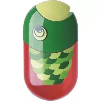   Hegyező és radír, kétlyukú, tartályos, FABER-CASTELL, hal minta 1 db