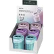 Hegyező, kétlyukú, tartályos, display, FABER-CASTELL "RollOn Sparkle", metál színek 6 db