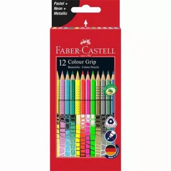   Színes ceruza készlet, háromszögletű, FABER-CASTELL "Colour Grip", 12 különböző szín