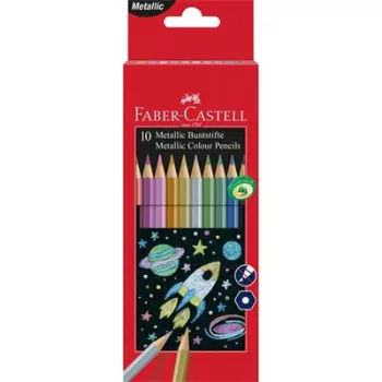   Színes ceruza készlet, hatszögletű, FABER-CASTELL, 10 különböző metál szín 10 db