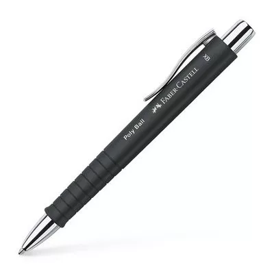 Golyóstoll, 1 mm, XB, nyomógombos, feketek tolltest, FABER-CASTELL "Poly Ball", kék 1 db