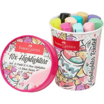   Szövegkiemelő, 1-5 mm, FABER-CASTELL "Textliner 46", 10 különböző pasztell szín 10 db