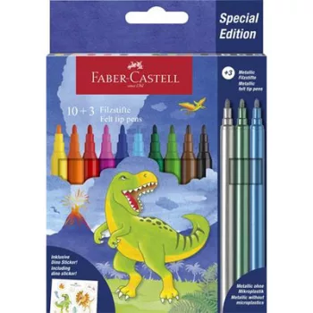   Filctoll készlet, FABER-CASTELL "Dinoszaurusz" 10 különböző szín + 3 metál 13 db