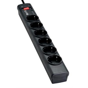   Elosztó, 6 aljzat, túlfeszültségvédő elosztó, EATON "Protection Strip"