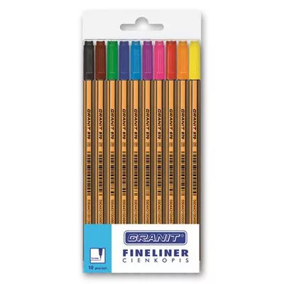 Tűfilc készlet, 0,4 mm, GRANIT "C970", 10 különböző szín 10 db