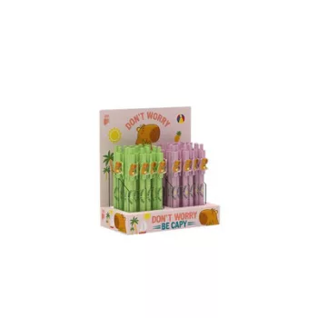   Golyóstoll display, 0,8 mm, nyomógombos, vegyes, ICO "Capybara", kék 48 db