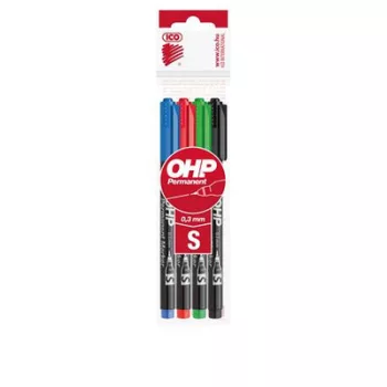   Alkoholos marker készlet, OHP, 0,3 mm, S, ICO, 4 különböző szín 4 db