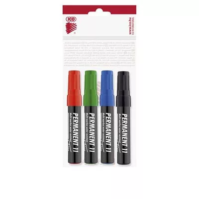 Alkoholos marker készlet, 1-3 mm, kúpos, ICO "Permanent 11", 4 különböző szín 4 db