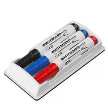   Tábla- és flipchart marker készlet tartóban, 1-3 mm, kúpos, ICO "11 XXL", 3 különböző szín +táblatörlő 1 készlet