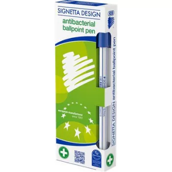   Golyóstoll, 0,7 mm, kupakos, antibakteriális, ICO "Signetta", kék 12 db