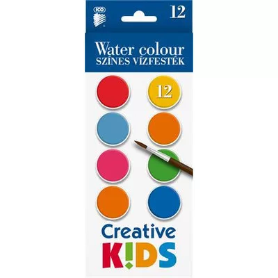 Vízfesték, 12 darabos, 28 mm, ICO "Creative Kids" 12 db