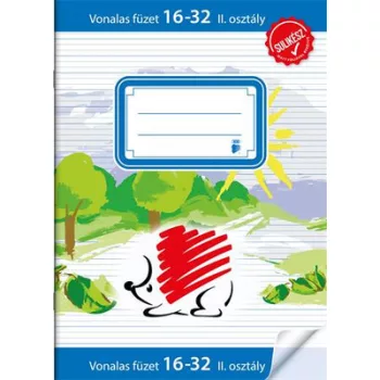   Füzet, tűzött, A5, vonalas, 32 lap, 2. osztály, ICO "Süni Sulikész", "16-32" 1 db
