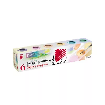 Tempera készlet, tégelyes, ICO "Süni", 6 különböző pasztell szín 6 db