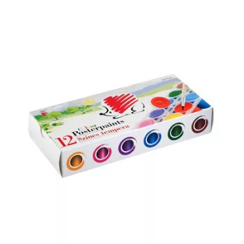   Tempera készlet, tégelyes, ICO "Süni", 12 különböző szín 12 db