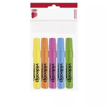   Szövegkiemelő készlet, 1-4 mm, ICO "Videotip", 5 különböző szín 5 db