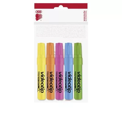 Szövegkiemelő készlet, 1-4 mm, ICO "Videotip", 5 különböző szín 5 db