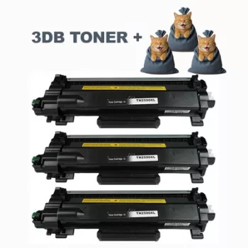   3db Utángyártott BROTHER TN2590XL fekete Toner  + ► 3DB meglepetés ajándék ◄  ( 3X3.000 oldal kapacitás )