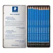 Grafitceruza készlet, fém doboz, hatszögletű, STAEDTLER "Mars Lumograph 100", 12 különböző keménység 12 db