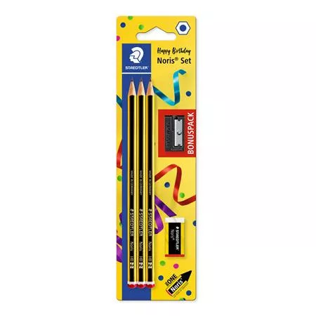 Grafitceruza, HB, hatszögletű, hegyezővel és radírral, STAEDTLER "Noris" 5 db