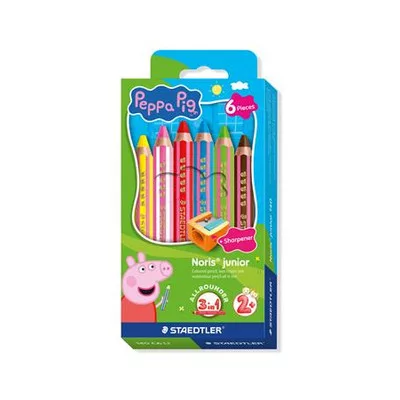 Színes ceruza készlet, hatszögletű, jumbo, STAEDTLER „Noris® junior 140", Peppa malac, 6 szín