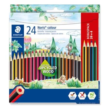   Színes ceruza készlet, hatszögletű, STAEDTLER "Noris Colour 185", 20+4 különböző szín