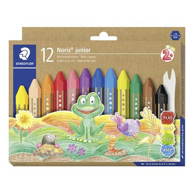 Zsírkréta, jumbo, hatszögletű, STAEDTLER "Noris Junior 224", 12 különböző szín