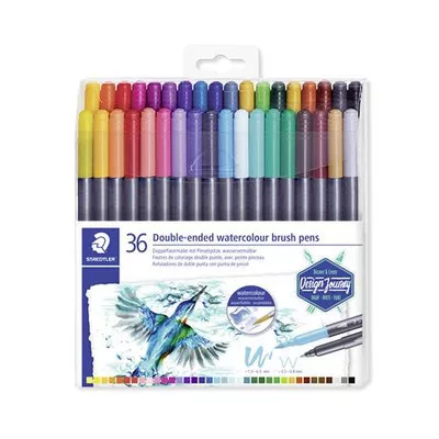 Ecsetirón készlet, 0,5-0,8/1,0-6,0 mm, kétvégű, STAEDTLER "3001", 36 szín 36 db