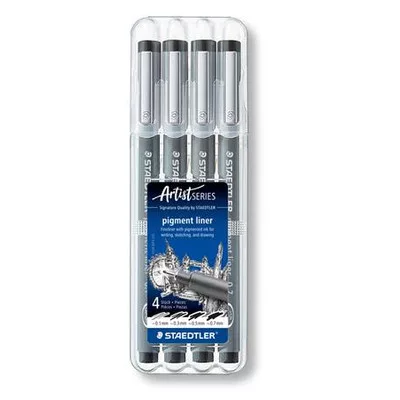 Tusfilc készlet, STAEDTLER "Pigment Liner 308", fekete 4 db