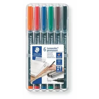   Alkoholos marker készlet, OHP, 0,4 mm, STAEDTLER "Lumocolor® 313 S", 6 különböző szín 6 db