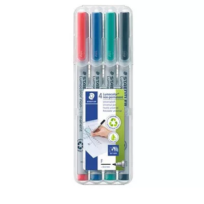 Alkoholmentes marker készlet, OHP, 0,6 mm, STAEDTLER "Lumocolor® 316 F", 4 különböző szín 4 db