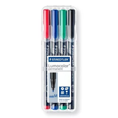 Alkoholos marker készlet, OHP, 1 mm, STAEDTLER "Lumocolor® 317 M", 4 különböző szín 4 db