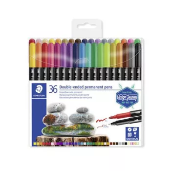   Alkoholos marker készlet, 0,5/3,0 mm, kétvégű, STAEDTLER "3187", 36 különböző szín 36 db