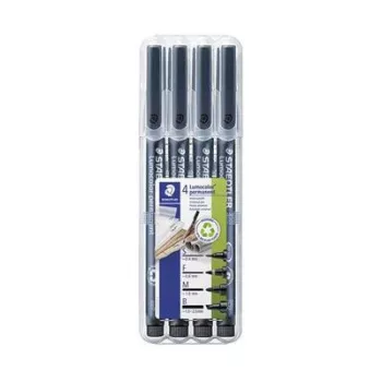  Alkoholos marker készlet, OHP, STAEDTLER "Lumocolor® 31", 4 különböző vonalvastagság, fekete 4 db