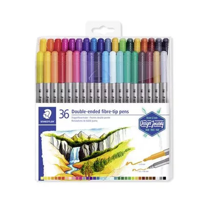 Filctoll készlet, 0,8/3,0 mm, kétvégű, STAEDTLER® "3200", 36 különböző szín 36 db