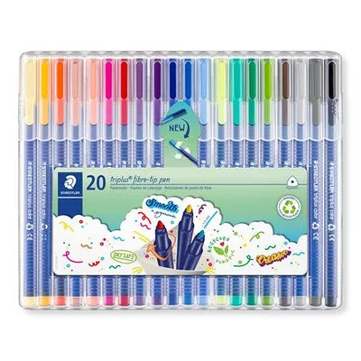 Filctoll készlet, 1 mm, STAEDTLER "Triplus 323", 20 különböző szín 20 db