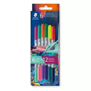   Filctoll készlet, 1/3 mm, kétvégű, kimosható, STAEDTLER® "3280", Multiverzum 1, 6 különböző szín 6 db