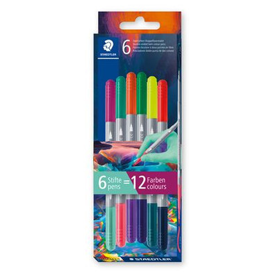 Filctoll készlet, 1/3 mm, kétvégű, kimosható, STAEDTLER® "3280", Multiverzum 1, 6 különböző szín