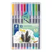 Tűfilc készlet, 0,3 mm, STAEDTLER "Triplus 334", 10 különböző szín 10 db