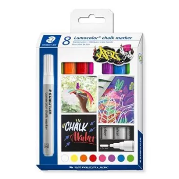   Krétamarker készlet, 2,4 mm, kúpos, STAEDTLER "Lumocolor® 344", 8 különböző szín