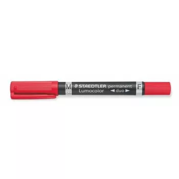   Alkoholos marker, 0,6/1,5 mm, kúpos, kétvégű, STAEDTLER "Lumocolor® duo 348", piros 1 db