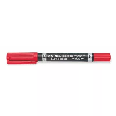 Alkoholos marker, 0,6/1,5 mm, kúpos, kétvégű, STAEDTLER "Lumocolor® duo 348", piros 1 db