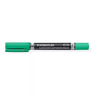Alkoholos marker, 0,6/1,5 mm, kúpos, kétvégű, STAEDTLER "Lumocolor® duo 348", zöld 1 db
