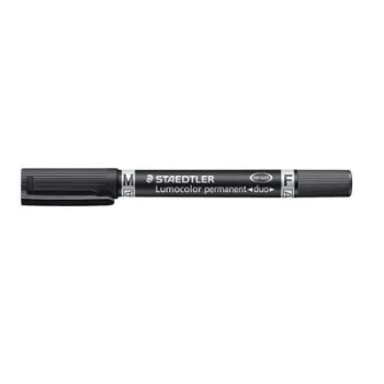   Alkoholos marker, 0,6/1,5 mm, kúpos, kétvégű, STAEDTLER "Lumocolor® duo 348", fekete 1 db